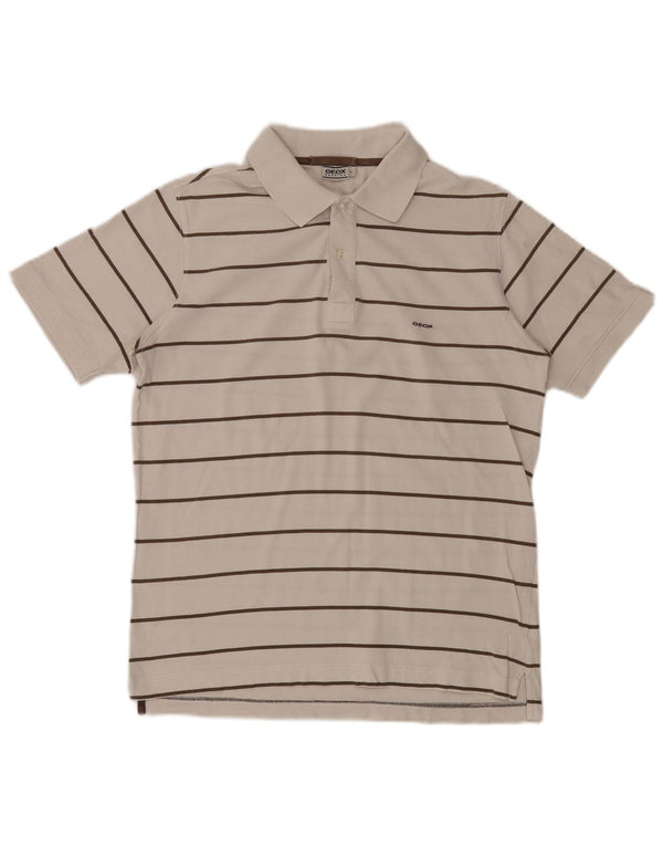 Geox Mens Respira Polo Shirt Large White Striped Cotton