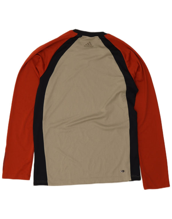 Adidas Mens Graphic Top Long Sleeve Small Beige Colourblock Polyester