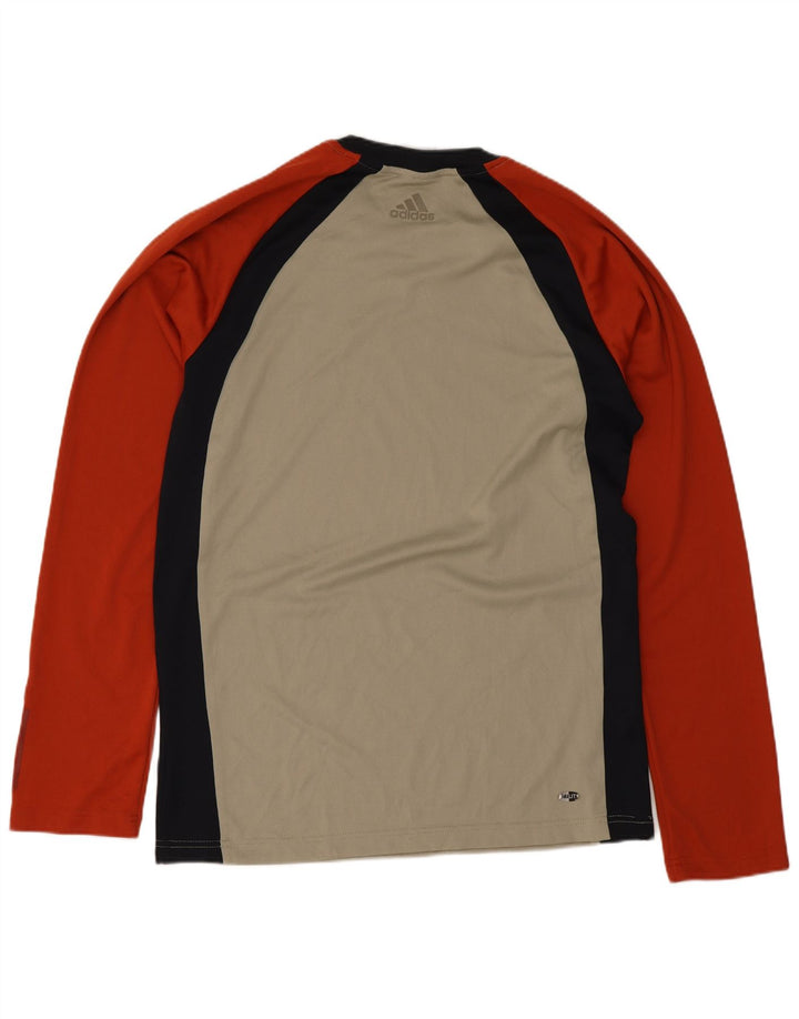 Adidas Mens Graphic Top Long Sleeve Small Beige Colourblock Polyester