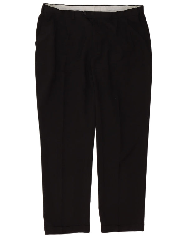 Marks & Spencer Mens Pegged Suit Trousers W40 L33 Black Polyester