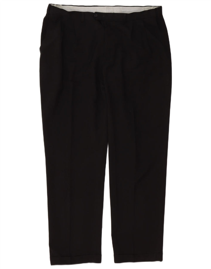 Marks & Spencer Mens Pegged Suit Trousers W40 L33 Black Polyester