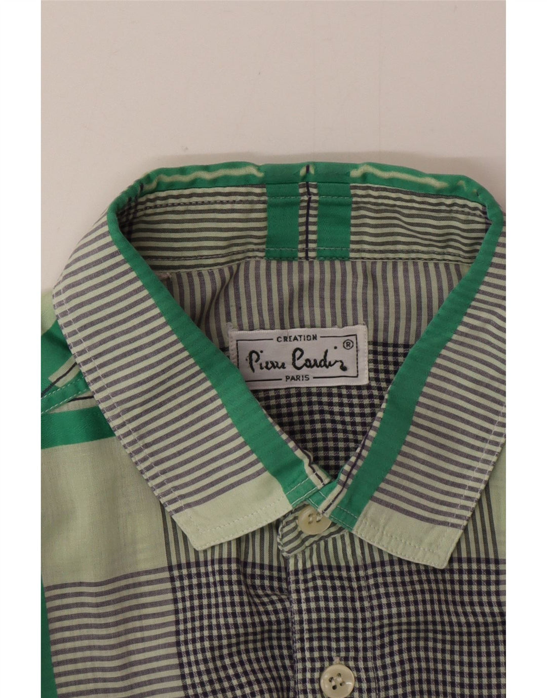 Pierre Cardin Mens Short Sleeve Shirt Medium Green Check