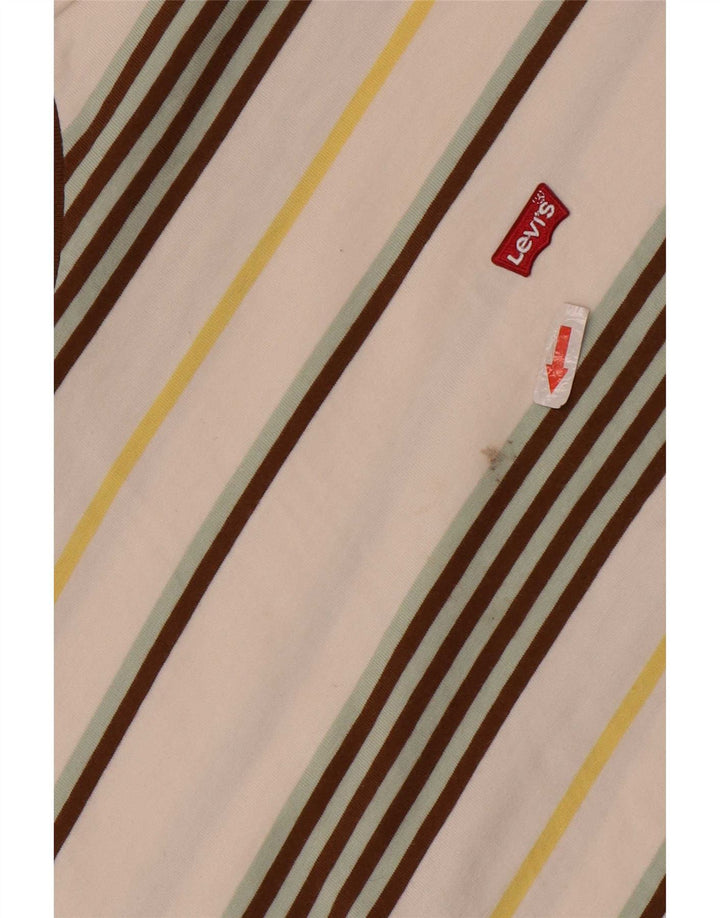 Levi's Mens T-Shirt Top 2XL Off White Striped Cotton