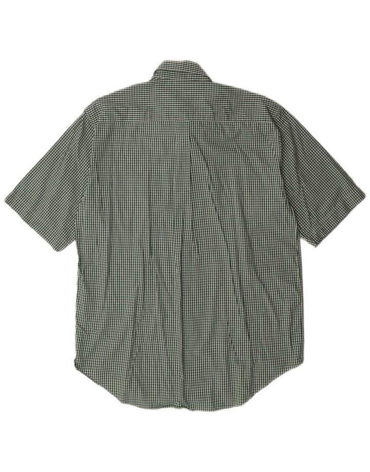 BENETTON Mens Short Sleeve Shirt Large Green Gingham