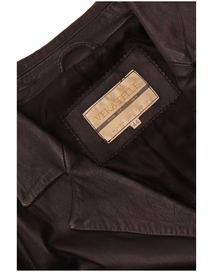 Vintage Womens Leather Coat IT 44 Medium Black Leather