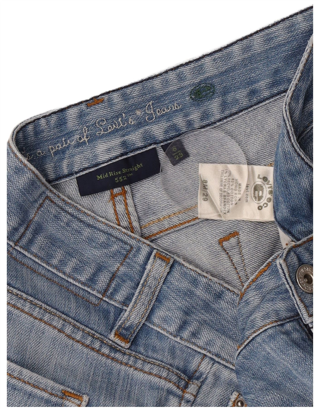 Levi's Womens 552 Mid Rise Straight Jeans US 8 Medium W29 L31 Blue Cotton