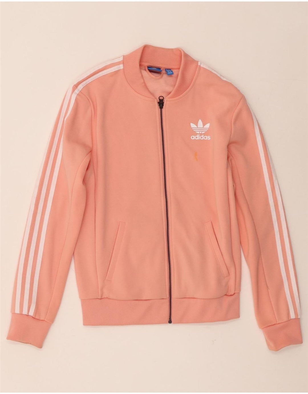 Adidas Womens Graphic Tracksuit Top Jacket UK 6 XS  Orange Polyester