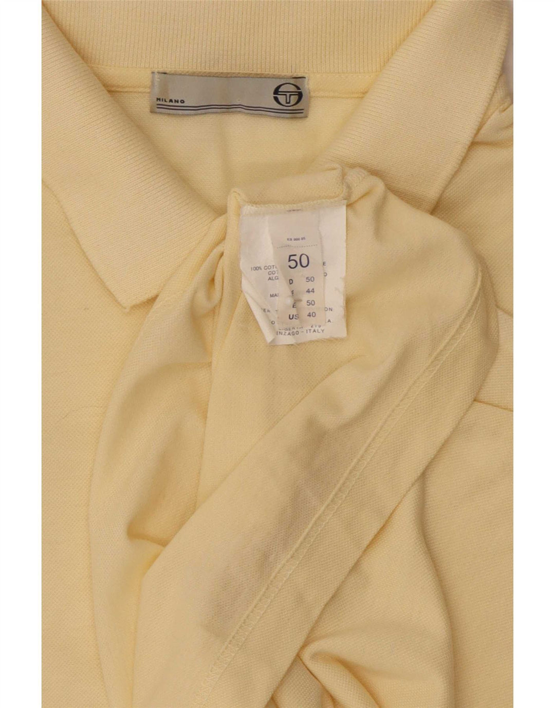 Sergio Tacchini Mens Polo Shirt IT 50 Medium Yellow Cotton