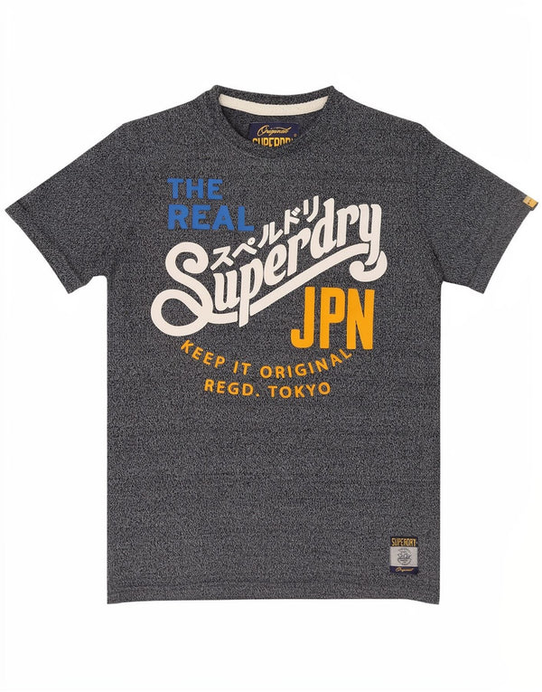 Superdry Mens Graphic T-Shirt Top Small Navy Blue Cotton