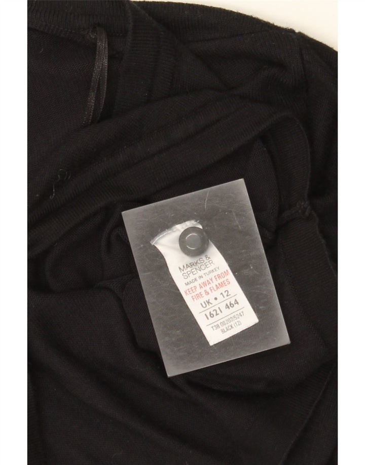 Marks & Spencer Womens Crop Cardigan Sweater UK 12 Medium Black Viscose