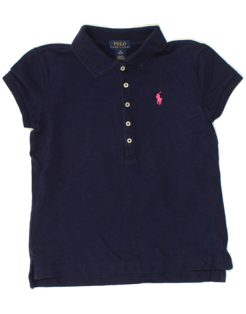 POLO RALPH LAUREN Girls Polo Shirt 8-9 Years Medium Navy Blue Cotton Vintage Polo Ralph Lauren and Second-Hand Polo Ralph Lauren from Messina Hembry 