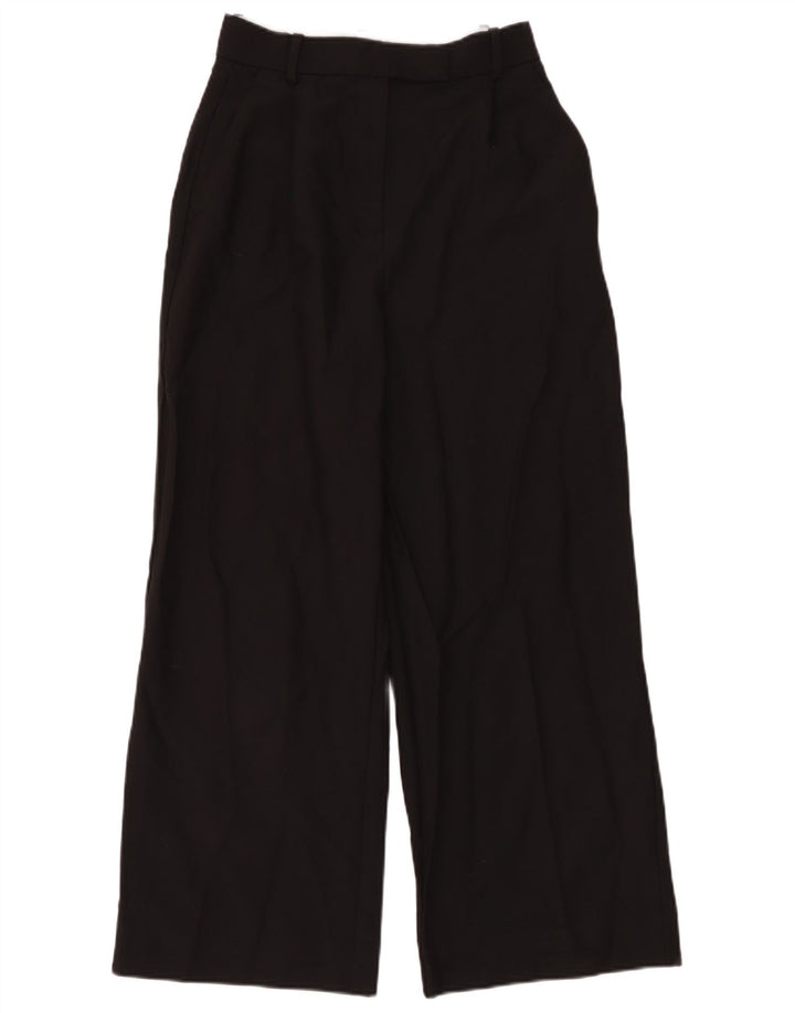 Zara Womens Wide Leg Suit Trousers Small W26 L28 Black Polyester