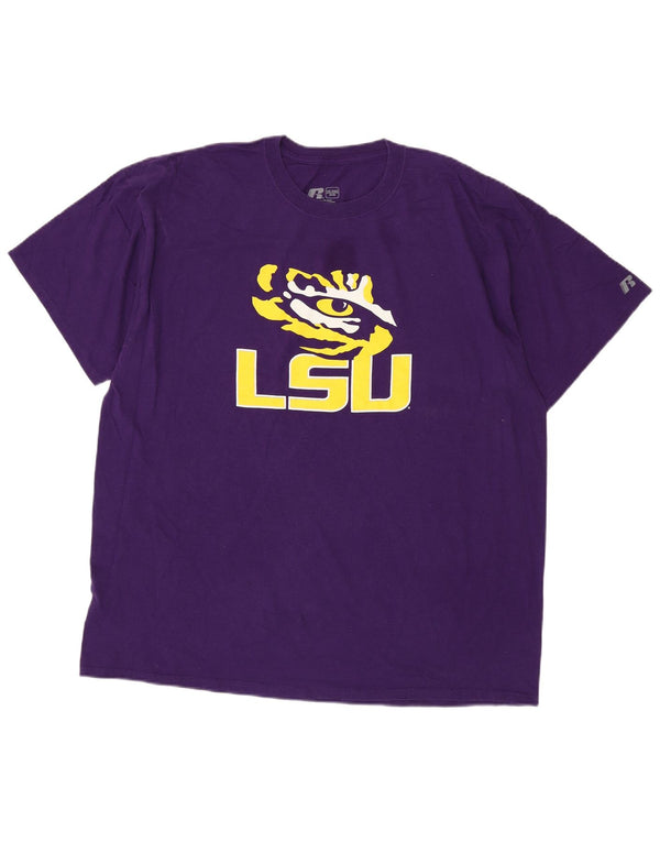 Russell Athletic Mens LSU Tigers Baton Rouge T-Shirt Top 2XL Purple Cotton
