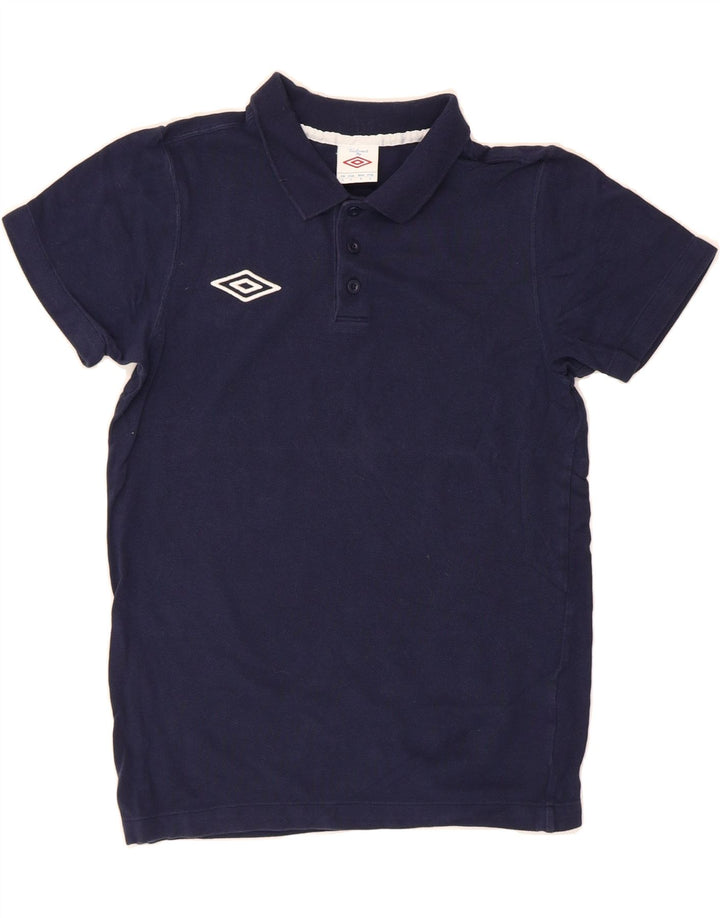 UMBRO Boys Polo Shirt 13-14 Years Small Navy Blue Vintage Umbro and Second-Hand Umbro from Messina Hembry 