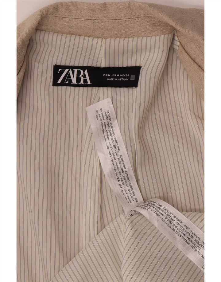 Zara Womens Blazer Jacket UK 12 Medium Beige Viscose