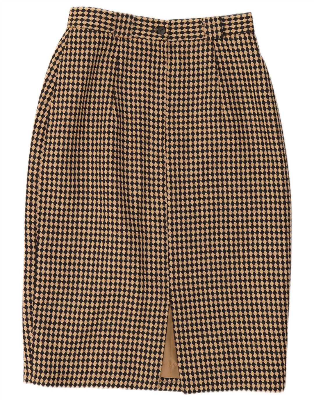 Michael H Womens Pencil Skirt UK 12 Medium W26 Beige Argyle/Diamond Wool