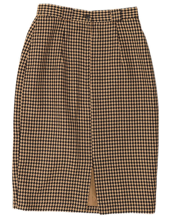 Michael H Womens Pencil Skirt UK 12 Medium W26 Beige Argyle/Diamond Wool