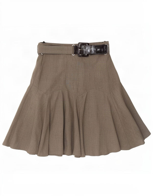 Marks & Spencer Womens Flared Skirt UK 12 Medium W30 Beige Polyester
