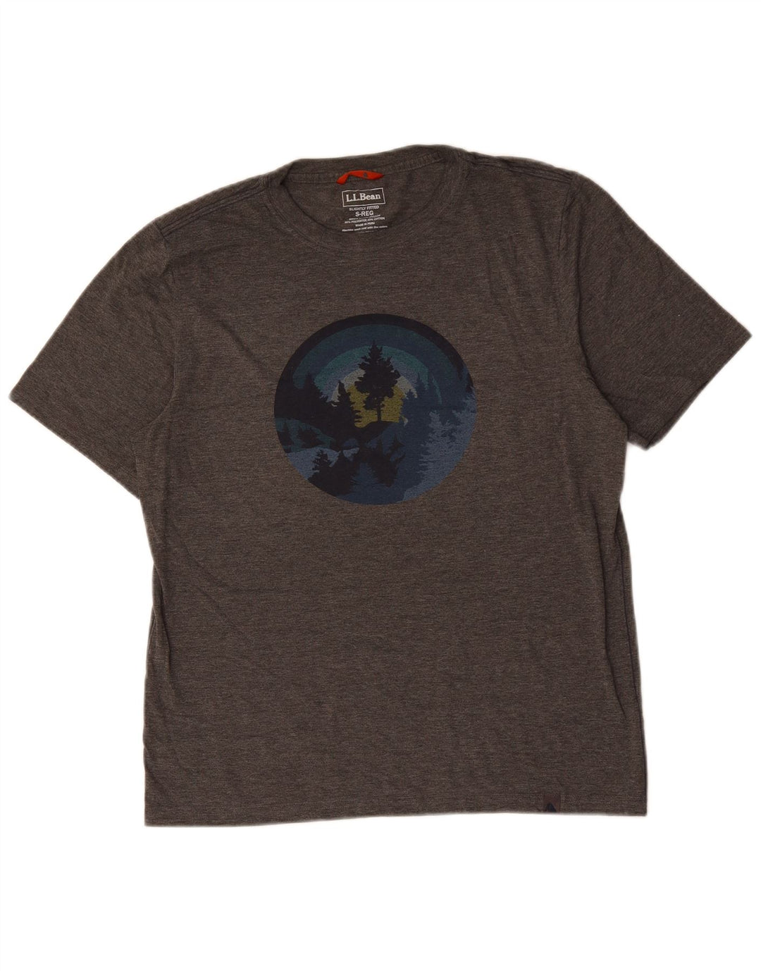 L.L.BEAN Mens Slightly Fitted Graphic T-Shirt Top Small Grey Flecked