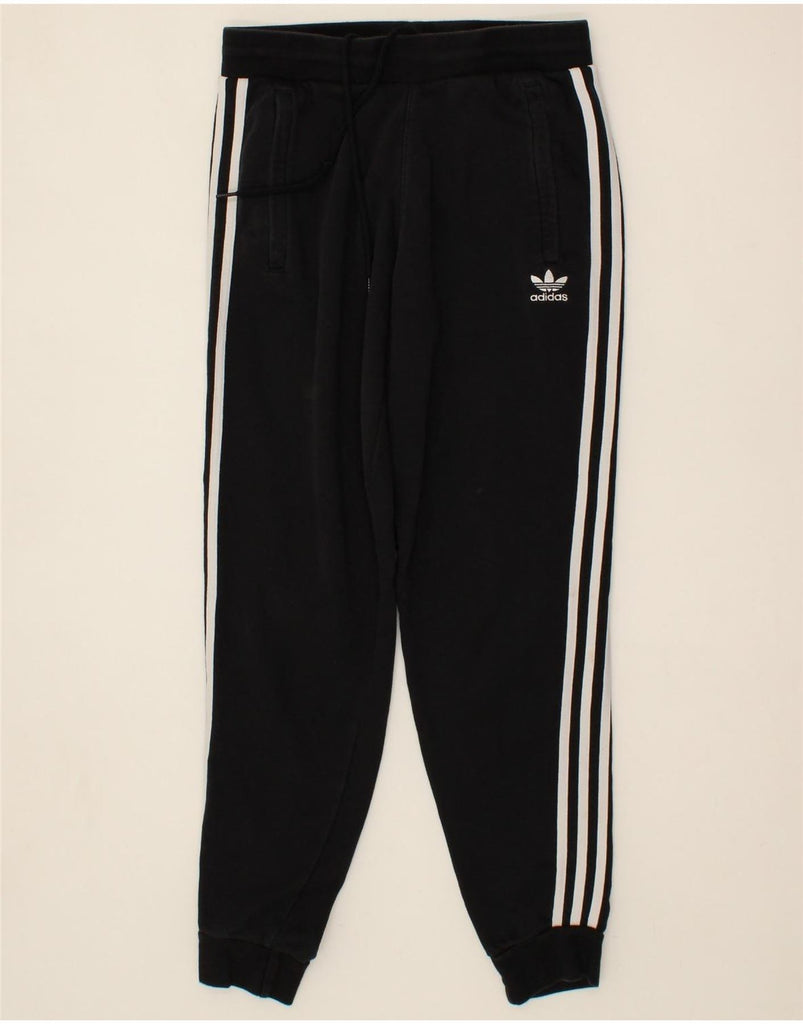 ADIDAS Womens Tracksuit Trousers Joggers UK 12 Medium Black Cotton | Vintage Adidas | Thrift | Second-Hand Adidas | Used Clothing | Messina Hembry 