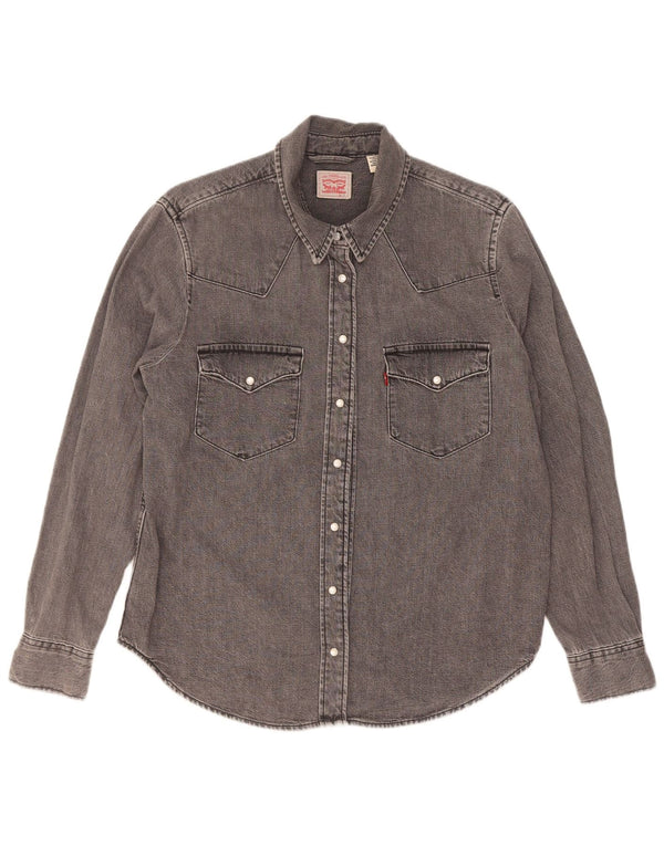 Levi's Womens Denim Shirt UK 14 Medium Grey Cotton