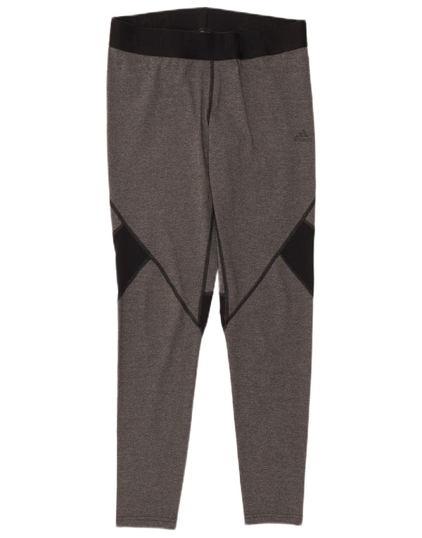 Adidas Womens Climacool Graphic Leggings UK 16/18 Large Grey Colourblock