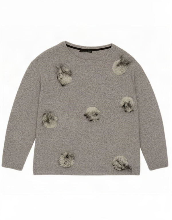 Zara Womens Boat Neck Jumper Sweater UK 10 Small Grey Flecked