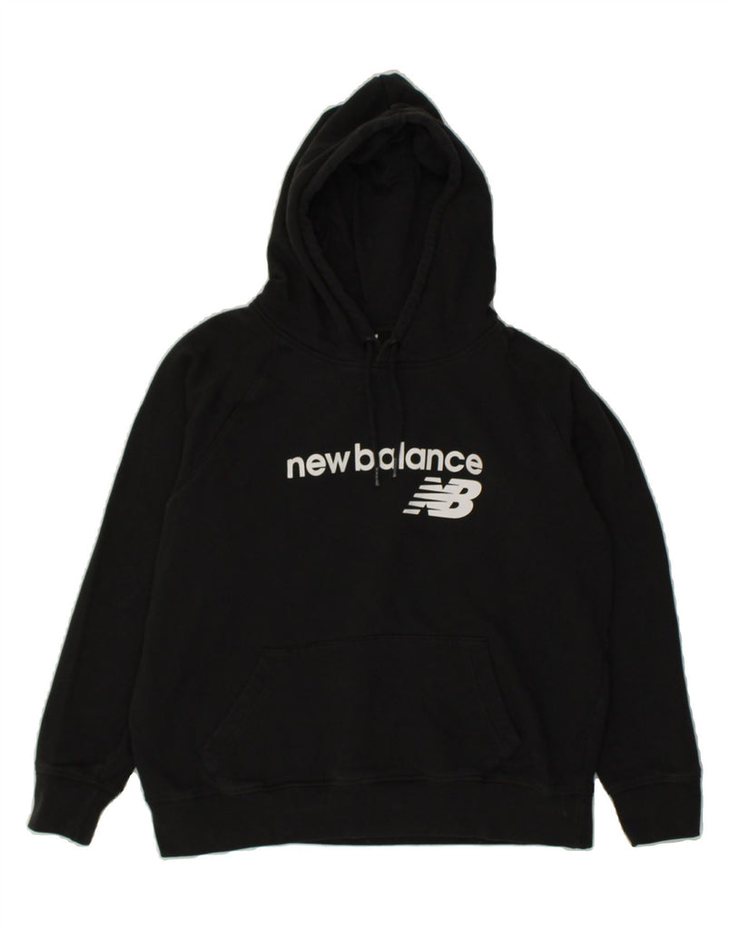 NEW BALANCE Womens Graphic Hoodie Jumper UK 16 Large Black Cotton | Vintage New Balance | Thrift | Second-Hand New Balance | Used Clothing | Messina Hembry 