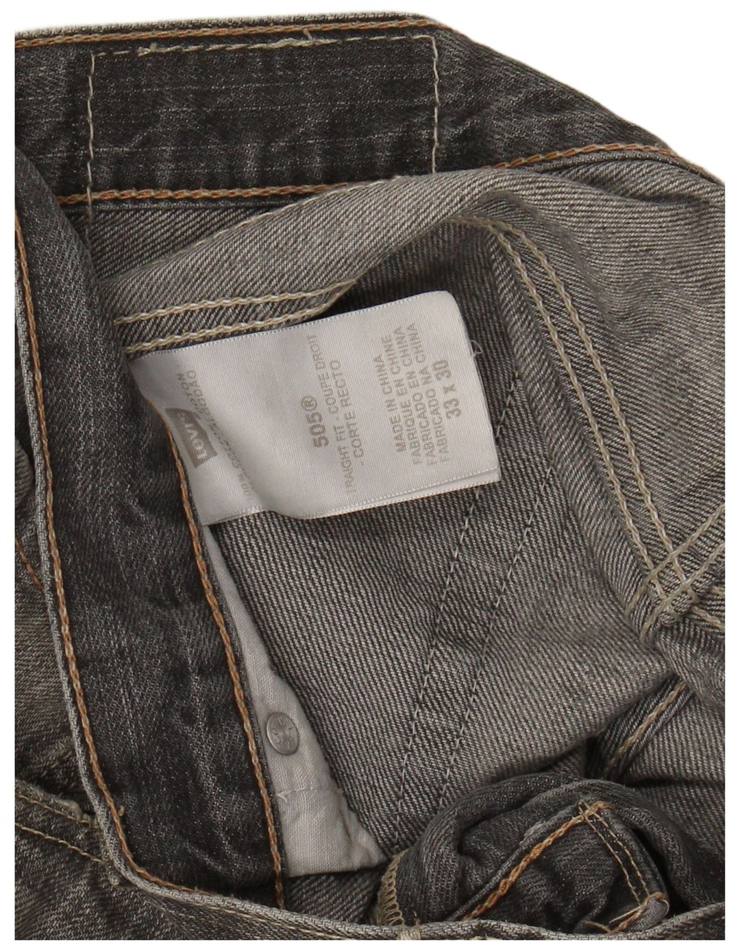 LEVI'S Mens 505 Straight Jeans W33 L30 Grey Cotton