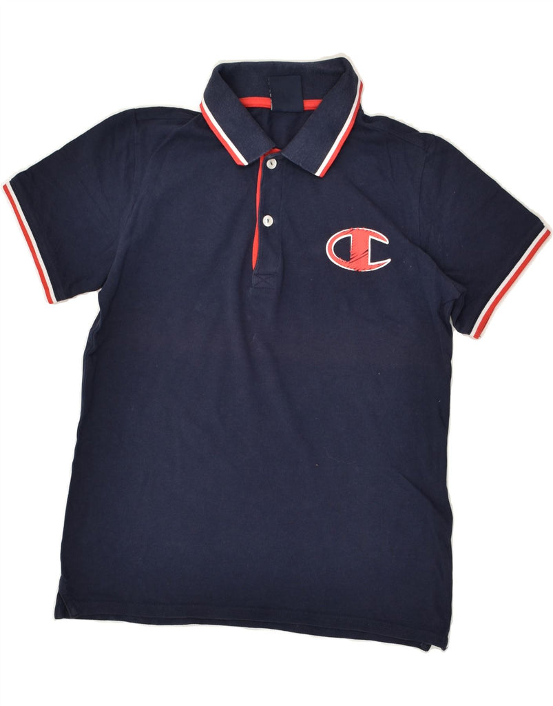 CHAMPION Boys Polo Shirt 11-12 Years Large Navy Blue Cotton | Vintage Champion | Thrift | Second-Hand Champion | Used Clothing | Messina Hembry 