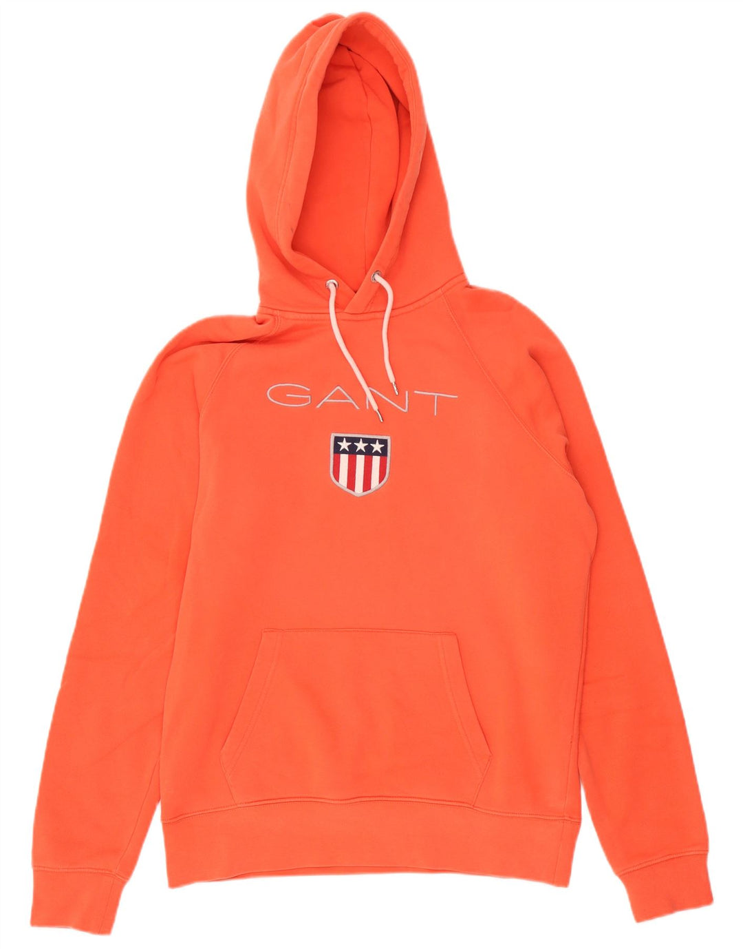 Gant Mens Graphic Hoodie Jumper Large Orange Cotton