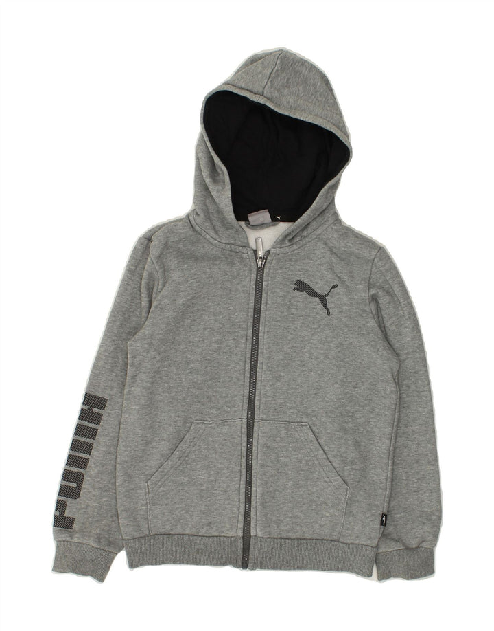 PUMA Boys Graphic Zip Hoodie Sweater 9-10 Years Grey Cotton | Vintage Puma | Thrift | Second-Hand Puma | Used Clothing | Messina Hembry 
