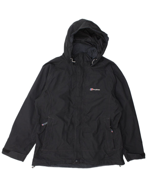 Berghaus Womens Hooded Oversized Rain Jacket UK 16 Large Black Nylon