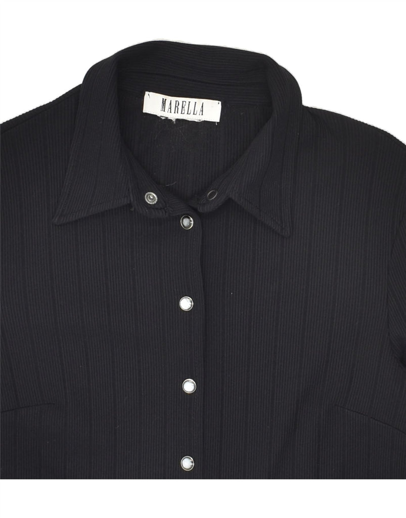 MARELLA Womens Shirt UK 12 Medium Black | Vintage Marella | Thrift | Second-Hand Marella | Used Clothing | Messina Hembry 