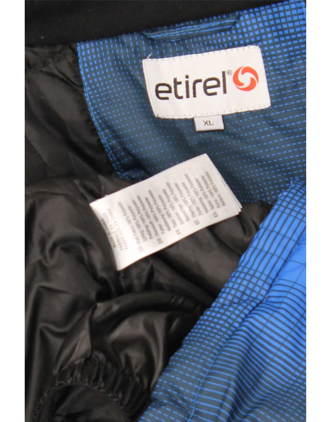 Etirel Mens Hooded Ski Jacket UK 42 XL Blue Check Polyester