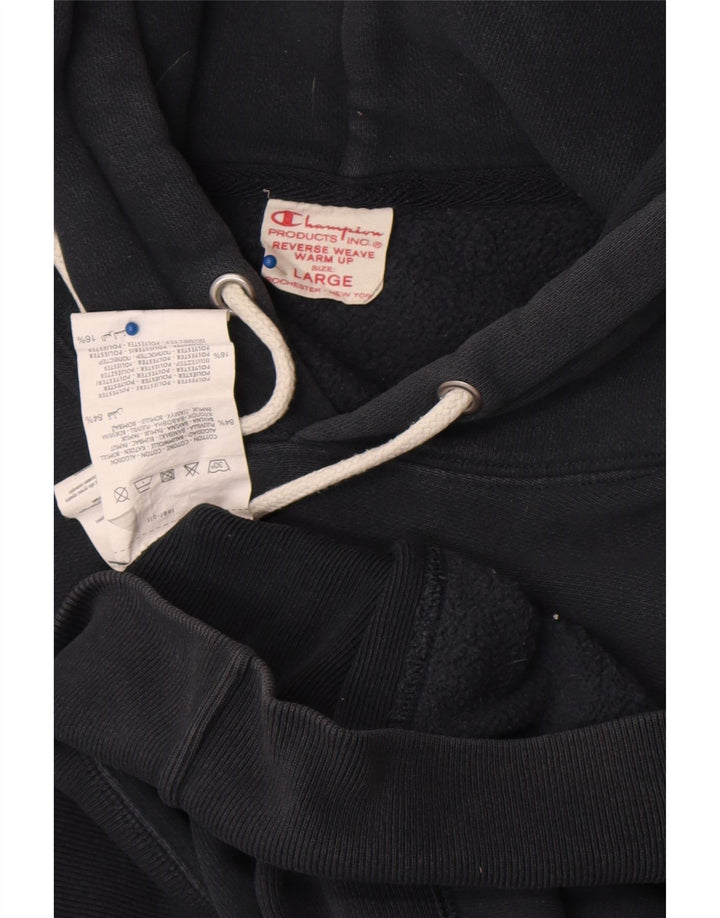 Champion Mens Hoodie Jumper Large Black Cotton