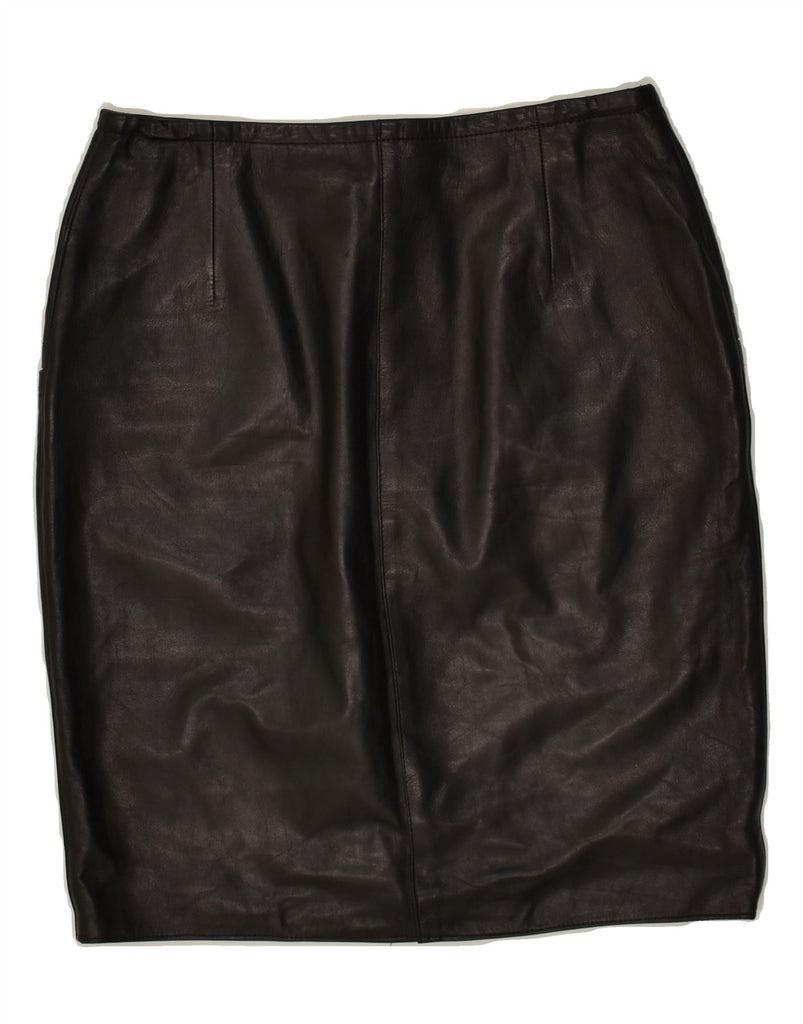 VINTAGE Womens Leather Skirt IT 40 Small W26 Black Vintage Vintage and Second-Hand Vintage from Messina Hembry 