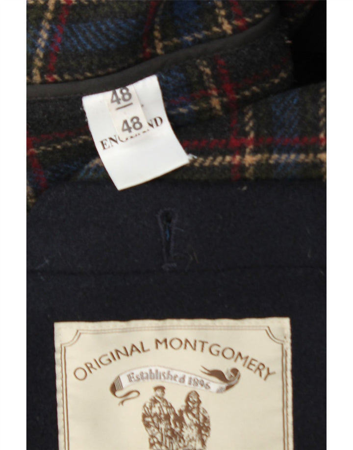 MONTGOMERY Mens Hooded Duffle Coat UK 48 4XL Navy Blue Wool