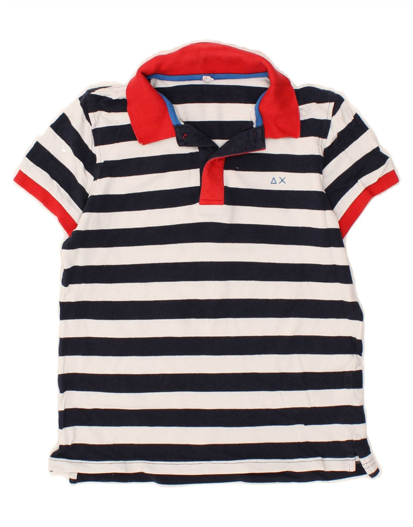SUN68 Boys Polo Shirt 7-8 Years Black Striped Cotton | Vintage Sun68 | Thrift | Second-Hand Sun68 | Used Clothing | Messina Hembry 