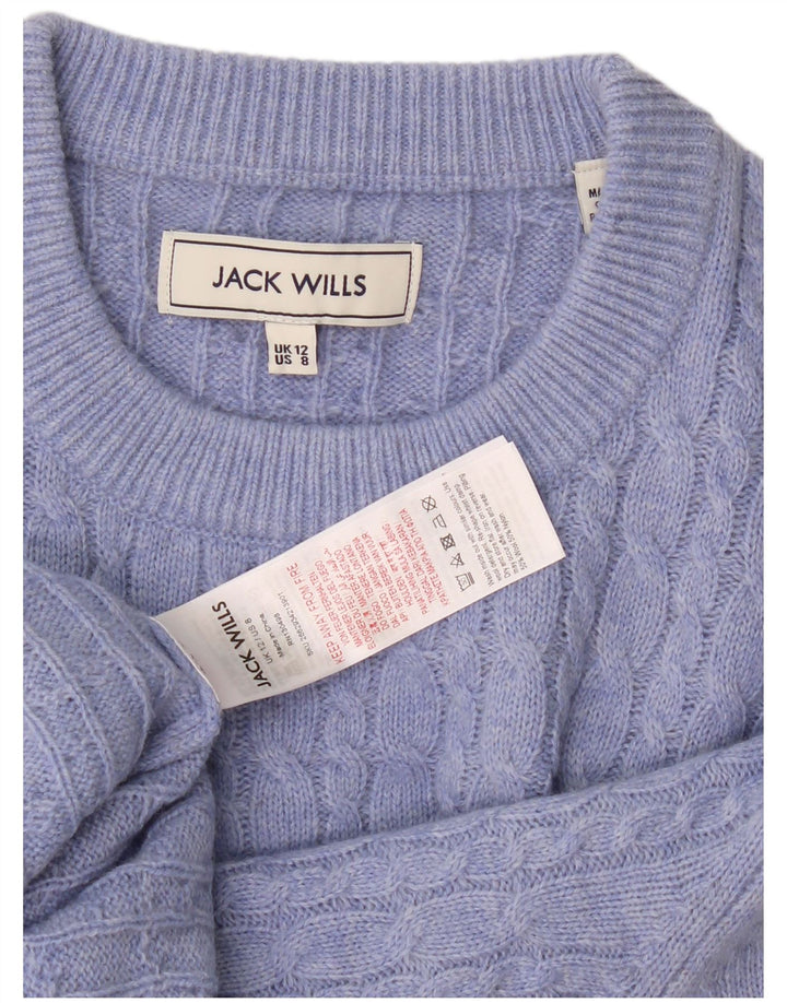 Jack Wills Womens Crew Neck Jumper Sweater UK 12 Medium Purple Wool