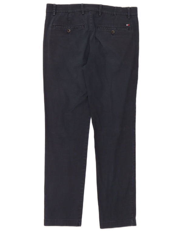 Tommy Hilfiger Mens Slim Chino Trousers W32 L30 Navy Blue Cotton
