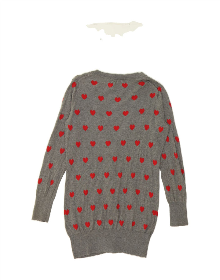 OASIS Womens Cardigan Sweater UK 12 Medium Grey Spotted Cotton Heart Vintage Oasis and Second-Hand Oasis from Messina Hembry 