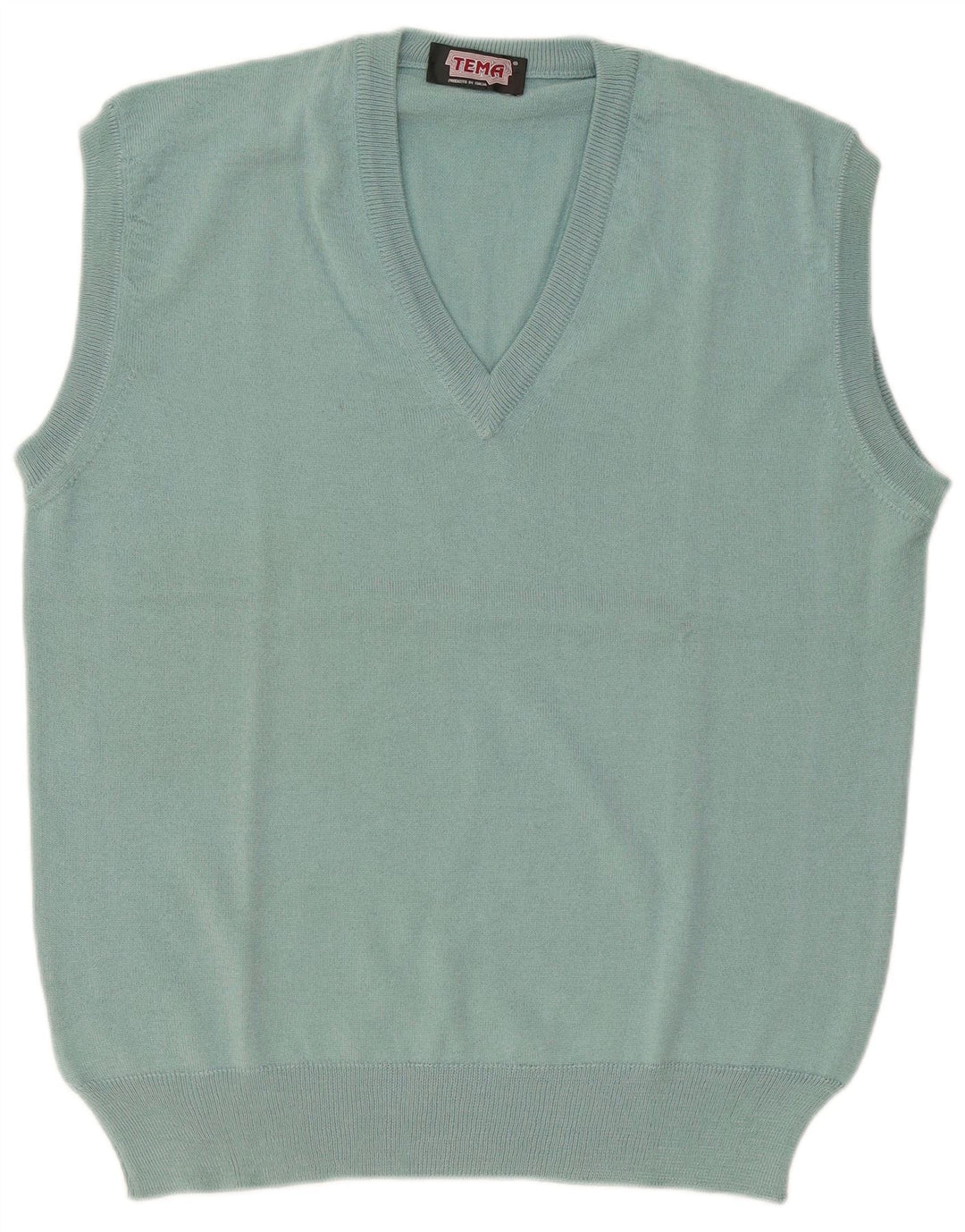 Vintage Mens Vest Tank Top Large Blue Wool