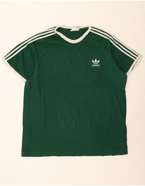 Adidas Mens T-Shirt Top 3XL Green Colourblock Cotton