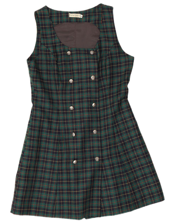 Swish Womens Pinafore Dress UK 12 Medium Green Check Wool