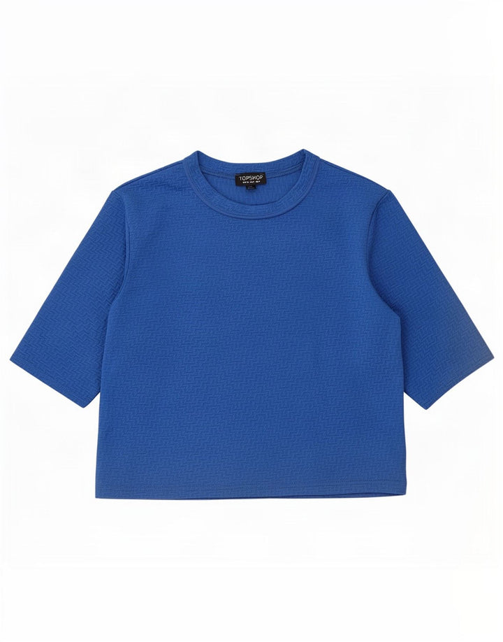 Topshop Womens T-Shirt Top UK 8 Small Blue Polyester