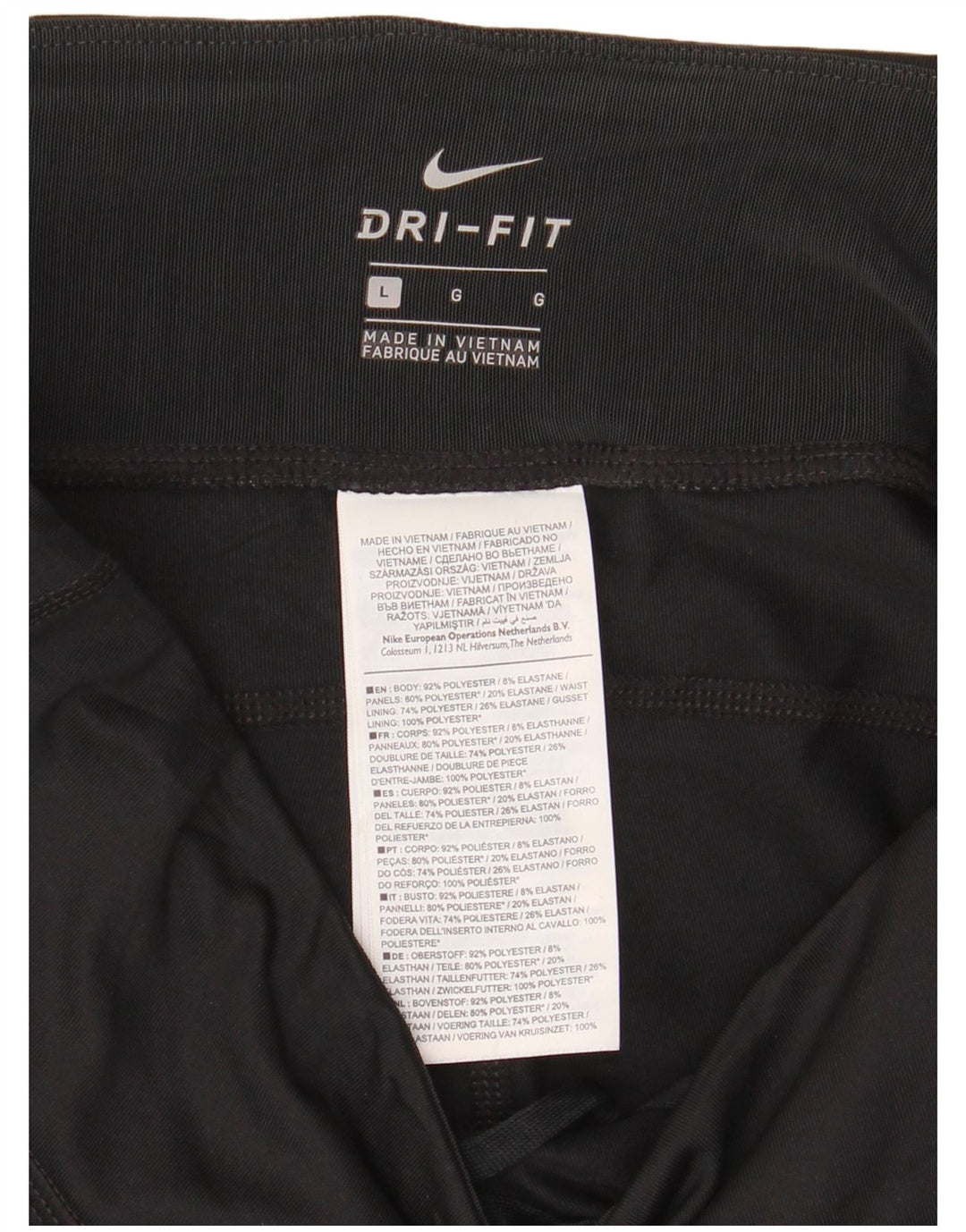 Nike Womens Dri Fit Leggings UK 14 Large  Black Polyester