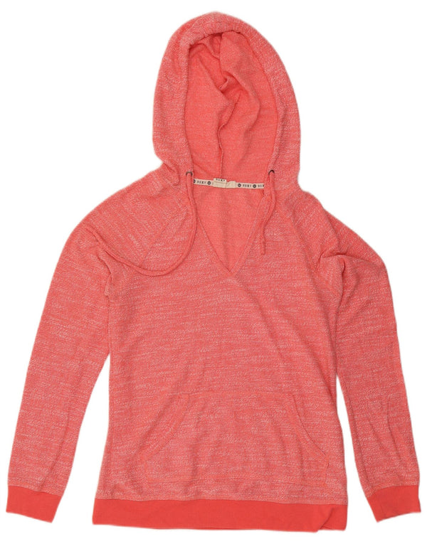 Roxy Womens Hoodie Jumper UK 14 Large Pink Flecked Cotton