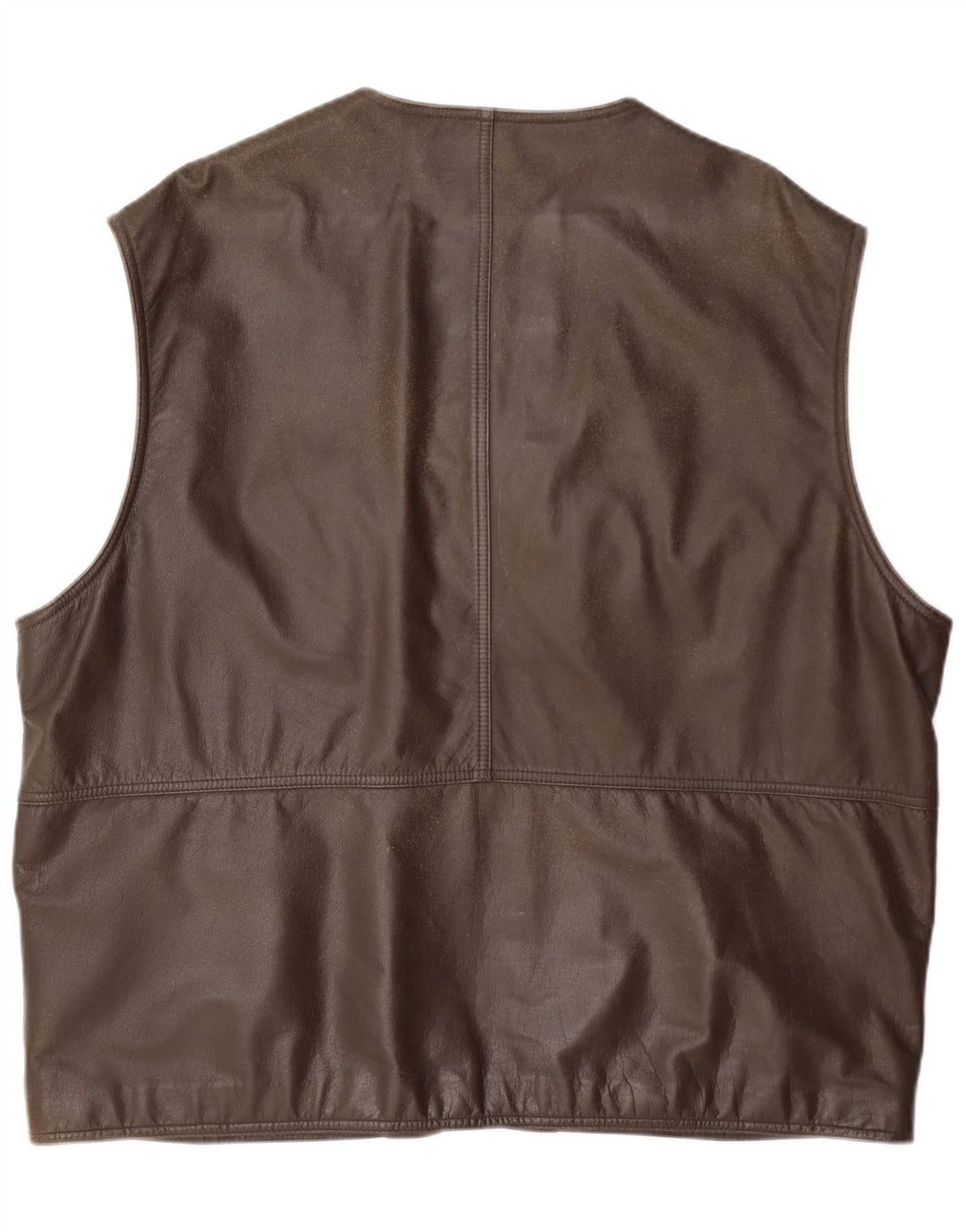Itallo Mens Leather Utility Gilet IT 60 4XL Brown