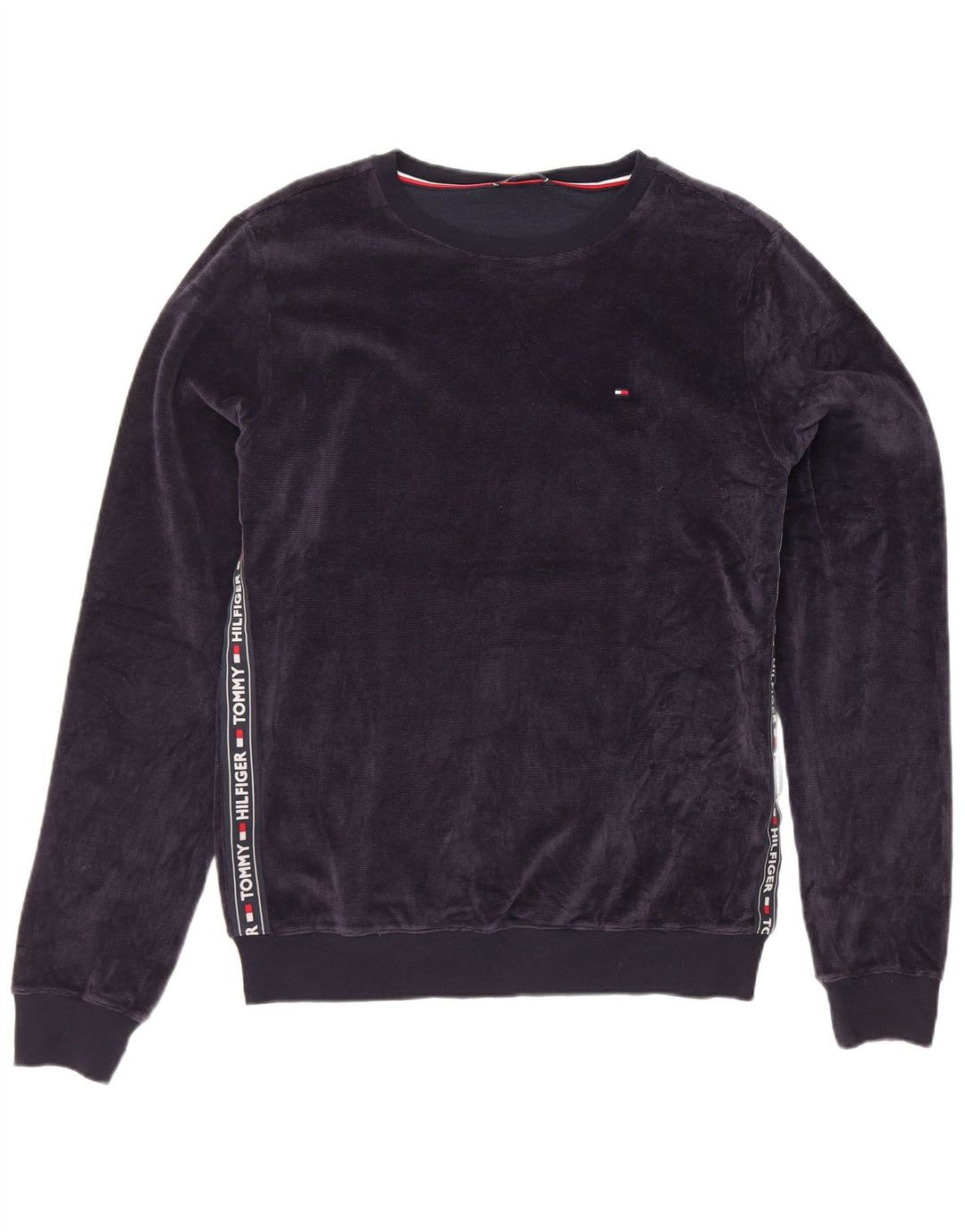 Tommy Hilfiger Mens Graphic Velour Sweatshirt Jumper Medium Navy Blue